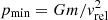 $ p_{\rm min} = G m/v_{\rm rel}^2 $