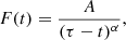 $$ \begin{aligned} F(t) = \frac{A}{(\tau - t)^{\alpha }}, \end{aligned} $$
