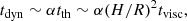 $$ \begin{aligned} t_{\rm dyn} \sim \alpha t_{\rm th} \sim \alpha (H/R)^2 t_{\rm visc}, \end{aligned} $$
