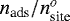 $n_{\textrm{ads}}/n_{\textrm{site}}^o$