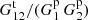 $ G^{\mathrm{t}}_{12}/(G^{\mathrm{p}}_1\,G^{\mathrm{p}}_2) $