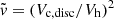 $ \tilde{\mathit{v}}=({V}_{\mathrm{c,disc}}/{V}_{\mathrm{h}})^2 $