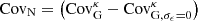 $ \mathrm{Cov}_{\mathrm{N}} = \left(\mathrm{Cov}_{\mathrm{G}}^{\kappa} - \mathrm{Cov}_\mathrm{G, \sigma_{\epsilon}=0}^{\kappa}\right) $