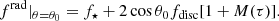 $$ \begin{aligned} f^\mathrm{rad}|_{\theta =\theta _0}=f_{\star }+2\cos \theta _{0}f_{\rm disc}[1+M(\tau )]. \end{aligned} $$