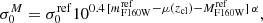 $$ \begin{aligned} \sigma _{0}^{M} = \sigma _{0}^\mathrm{ref} 10^{0.4\, [m^\mathrm{ref}_{\rm F160W}-\mu (z_{\rm cl})-M^\mathrm{ref}_{\rm F160W}]\, \alpha }, \end{aligned} $$