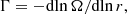 $$ \begin{aligned} \Gamma =-\mathrm{d} \mathrm{ln}\,\Omega /\mathrm{d} \mathrm{ln}\,r, \end{aligned} $$