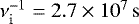 $\nu_{\mathrm{i}}^{-1}=2.7\times 10^{7}\,\mathrm{s}$