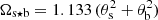 $ \Omega_{\rm s\star b}=1.133\,(\theta_{\rm s}^2 + \theta_{\rm b}^2) $