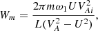 $$ \begin{aligned} W_m = \frac{2\pi m\omega _1 UV_{Ai}^2}{L(V_A^2 - U^2)}, \end{aligned} $$