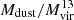 $ M_{\mathrm{dust}}/M_{\mathrm{vir}}^{13} $