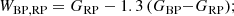 $$ \begin{aligned}&W_{\rm BP,RP} = G_{\rm RP} - 1.3 \left( G_{\rm BP}{-}G_{\rm RP} \right)\!; \end{aligned} $$