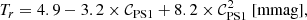 $$ \begin{aligned}&T_r = 4.9 - 3.2 \times \mathcal{C} _{\rm PS1} + 8.2 \times \mathcal{C} ^2_{\rm PS1}\ \mathrm{[mmag]},\end{aligned} $$