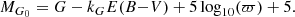 $$ \begin{aligned} M_{G_0} = G - k_{G} E(B{-}V) + 5\log _{10}(\varpi ) + 5. \end{aligned} $$