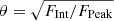 $ \theta=\sqrt{F_{\mathrm{Int}}/F_{\mathrm{Peak}}} $