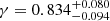 $ \gamma = 0.834^{+0.080}_{-0.094} $