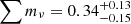 $ \sum\nolimits m_\nu = 0.34^{+0.13}_{-0.15} $