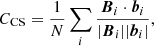 $$ \begin{aligned} C_{\rm CS}&=\frac{1}{N}\sum _{i}\frac{{\boldsymbol{B}}_{i}\cdot {\boldsymbol{b}}_{i}}{|\boldsymbol{B}_{i}||\boldsymbol{b}_{i}|}, \end{aligned} $$