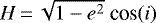 $H\,{=}\,\sqrt{1-e^{2}}~ \textrm{cos}(i)$