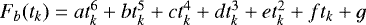 $F_{b}(t_{k}) =a t_{k}^{6}&#x002B;b t_{k}^{5}&#x002B;c t_{k}^{4}&#x002B;d t_{k}^{3}&#x002B;e t_{k}^{2}&#x002B;f t_{k}&#x002B;g$
