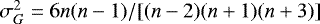 $\sigma_{G}^{2}=6n(n-1)/[(n-2)(n&#x002B;1)(n&#x002B;3)]$