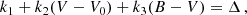 $$ \begin{aligned} k_{1} + k_{2}(V-V_{0}) + k_{3}(B-V) = \Delta \,, \end{aligned} $$