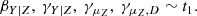 $$ \begin{aligned} \beta _{Y|Z},\ \gamma _{Y|Z},\ \gamma _{\mu _Z},\ \gamma _{\mu _Z,D} \sim t_1. \end{aligned} $$
