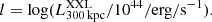 $$ \begin{aligned}&l =\log (L^\mathrm{XXL}_{\rm 300\,kpc}/10^{44}/\mathrm{erg}/\mathrm{s}^{-1}). \end{aligned} $$