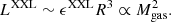 $$ \begin{aligned} L^\mathrm{XXL} \sim \epsilon ^\mathrm{XXL} R^3 \propto M_{\rm gas}^2. \end{aligned} $$