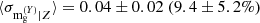 $ \langle\sigma_{\mathrm{m}_{\mathrm{g}}^{(Y)}|Z}\rangle=0.04\pm0.02~(9.4\pm5.2\%) $