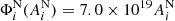 $ \Phi^{\rm N}_i(A^{\rm N}_i) = 7.0 \times 10 ^{19} A^{\rm N}_i $