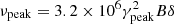 $ \nu_{\mathrm{peak}}=3.2 \times 10^6 \gamma^{2}_{\mathrm{peak}} B \delta $
