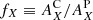$ f_X \equiv A_{X}^{{\mathrm{C}}} / A_{X}^{{\mathrm{P}}} $