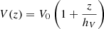 $$ \begin{aligned} V(z)=V_{0}\left(1+\frac{z}{h_{V}}\right) \end{aligned} $$
