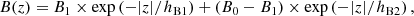 $$ \begin{aligned} B(z)=B_{1}\times \exp {(-|z|/h_{\mathrm{B1} })} +(B_{0}-B_{1})\times \exp {(-|z|/h_{\mathrm{B2} })}\,, \end{aligned} $$