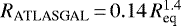 $R_{\textrm{ATLASGAL}} \,{=}\, 0.14 \, {R_{\textrm{eq}}^{1.4}}$