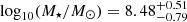 $ \log_{10}(M_{\star}/M_{\odot})=8.48^{+0.51}_{-0.79} $