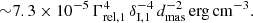 $$ \begin{aligned} {\sim }7.3 \times 10^{-5} \, \Gamma _{\rm rel,1}^4 \, \delta _{\rm I,1}^{-4} \, d_{\rm mas}^{-2} \, \mathrm{erg} \, \mathrm{cm}^{-3}. \end{aligned} $$