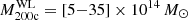 $ M_{\mathrm{200c}}^{\mathrm{WL}} = [5{-}35] \times 10^{14}\,{M_{\odot}} $