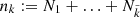 $ n_k := N_1+\ldots+N_{\tilde{k}} $