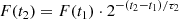 $$ \begin{aligned} F(t_2) = F(t_1) \cdot 2^{-(t_2 - t_1)/\tau _2} \end{aligned} $$