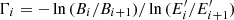 $ \Gamma_i = - \ln{(B_i/B_{i+1})} / \ln{(E^\prime_i/E^\prime_{i+1})} $