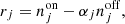$$ \begin{aligned} r_j = n^\mathrm{on}_j - \alpha _j n^\mathrm{off}_j , \end{aligned} $$