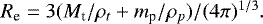 $R_{\text{e}} = 3(M_{\text{t}}/\rho_{t} &#x002B; m_{\text{p}}/\rho_{p})/(4\pi)^{1/3}.$