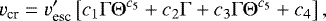 \begin{equation*} v_{\text{cr}} = v_{\text{esc}}&#x0027;\left[c_1\Gamma\Theta^{c_5} &#x002B; c_2\Gamma &#x002B; c_3\Gamma\Theta^{c_5} &#x002B; c_4\right], \end{equation*}