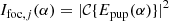 $$ \begin{aligned} {I}_{\mathrm{foc} , j} ({\alpha })&= | \mathcal{C} \{ {E}_{\mathrm{pup} } (\alpha )\}|^2 \end{aligned} $$