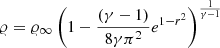 $$ \begin{aligned}&\varrho = \varrho _{\infty } \left(1 - \frac{\left( \gamma -1 \right)}{8\gamma \pi ^2} e^{1-r^2} \right)^{\frac{1}{\gamma - 1}}\end{aligned} $$