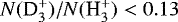 $N({\textrm{D}_3^&#x002B;}) /N({\textrm{H}_3^&#x002B;}) < 0.13$