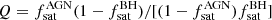 $ Q = f_{\mathrm{sat}}^{\mathrm{AGN}} (1-f_{\mathrm{sat}}^{\mathrm{BH}}) / [({1-f_{\mathrm{sat}}^{\mathrm{AGN}}})f_{\mathrm{sat}}^{\mathrm{BH}}] $