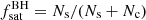 $ f_{\mathrm{sat}}^{\mathrm{BH}}=N_{\mathrm{s}}/(N_{\mathrm{s}}+N_{\mathrm{c}}) $