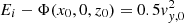 $ E_i - \Phi({x_0},{0},{z_0}) = 0.5 v^{2}_{y,0} $